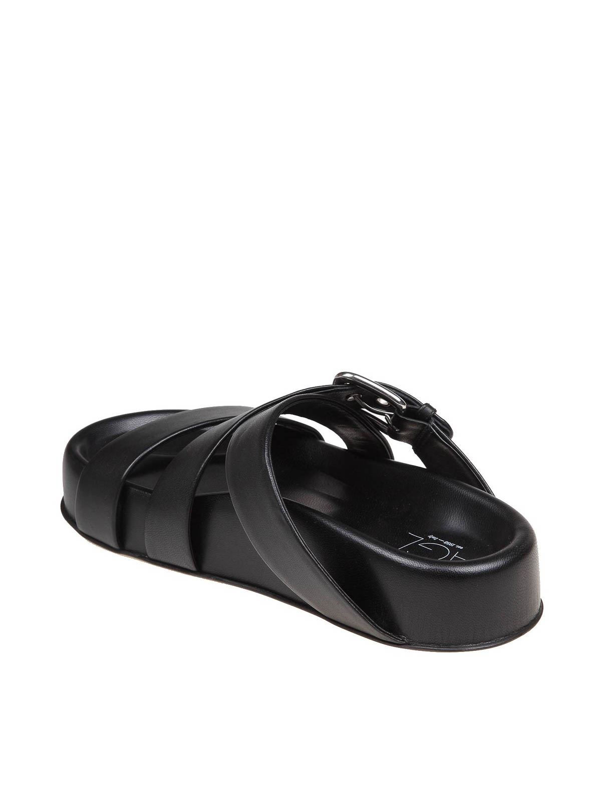 Shop Agl Attilio Giusti Leombruni Leather Sandals In Black