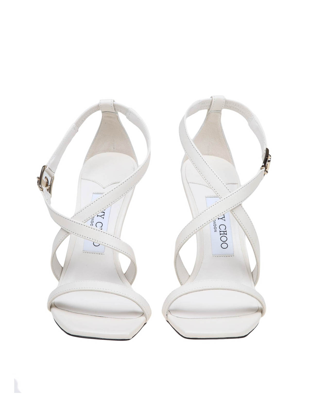 Shop Jimmy Choo Jessica Leather Sandals In White