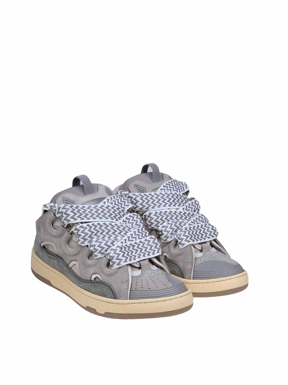 Shop Lanvin Leather Sneakers In Grey