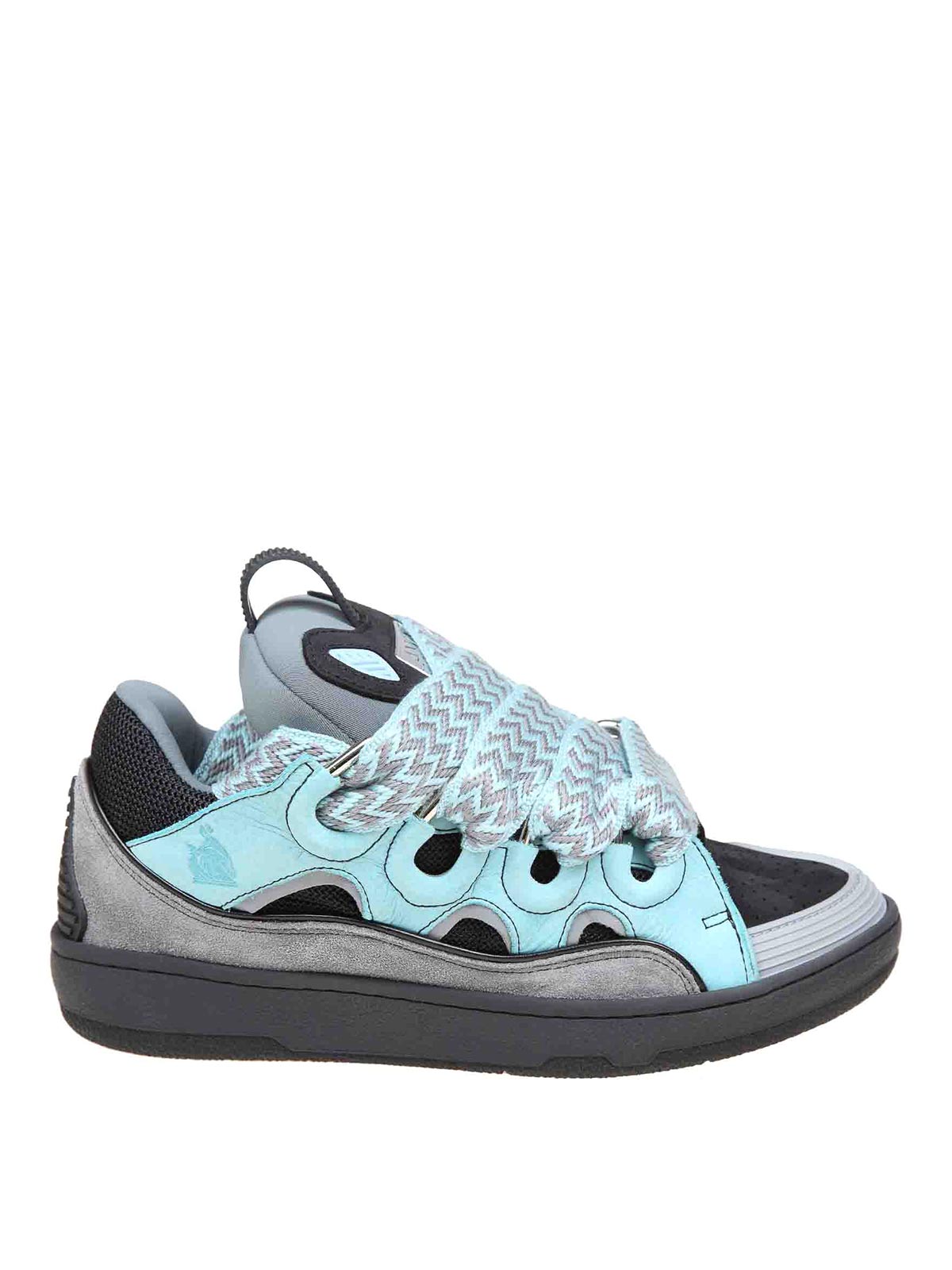 Shop Lanvin Curb Sneakers In Suede In Light Blue