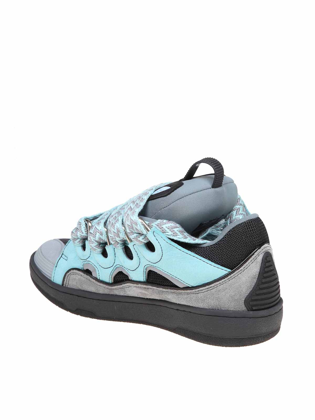Shop Lanvin Curb Sneakers In Suede In Light Blue