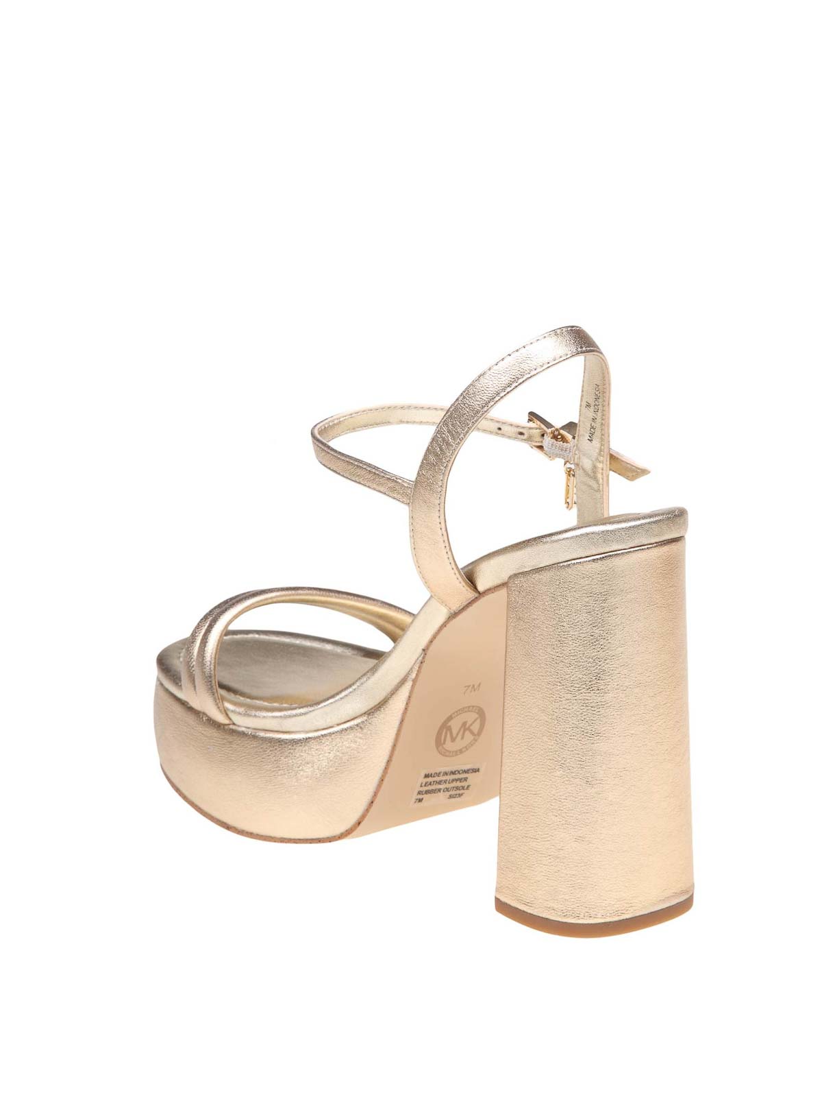 Shop Michael Kors Laminated Leather Sandals In Silver