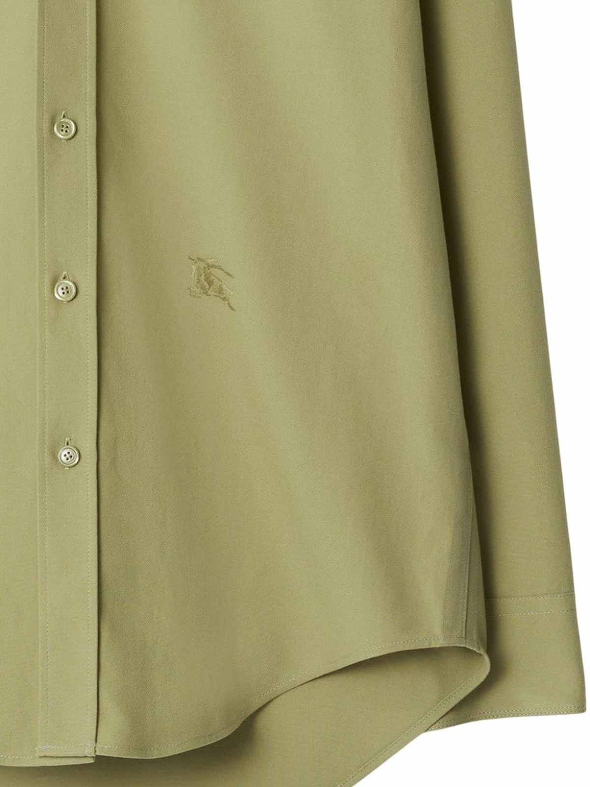 Shop Burberry Logo-embroidered Cotton Shirt In Light Brown