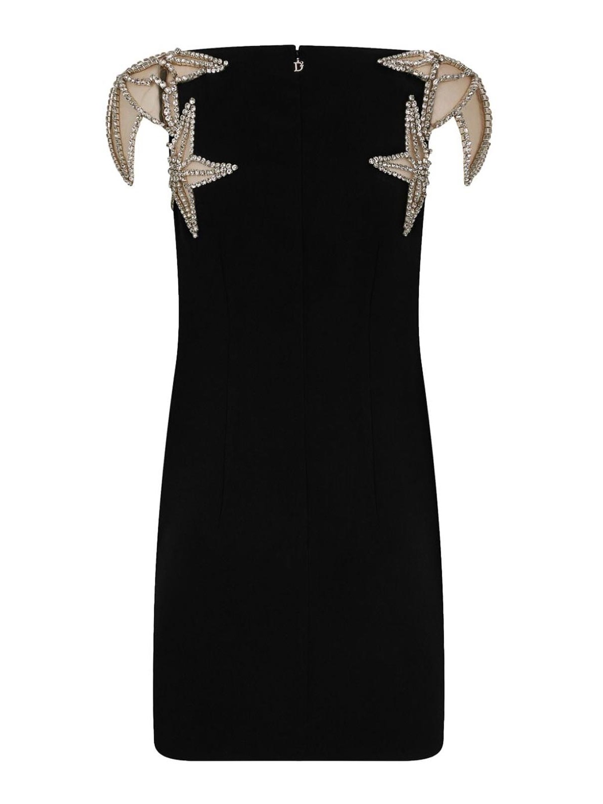 Shop Dsquared2 Star-embellished Strapless Mini Dress In Black