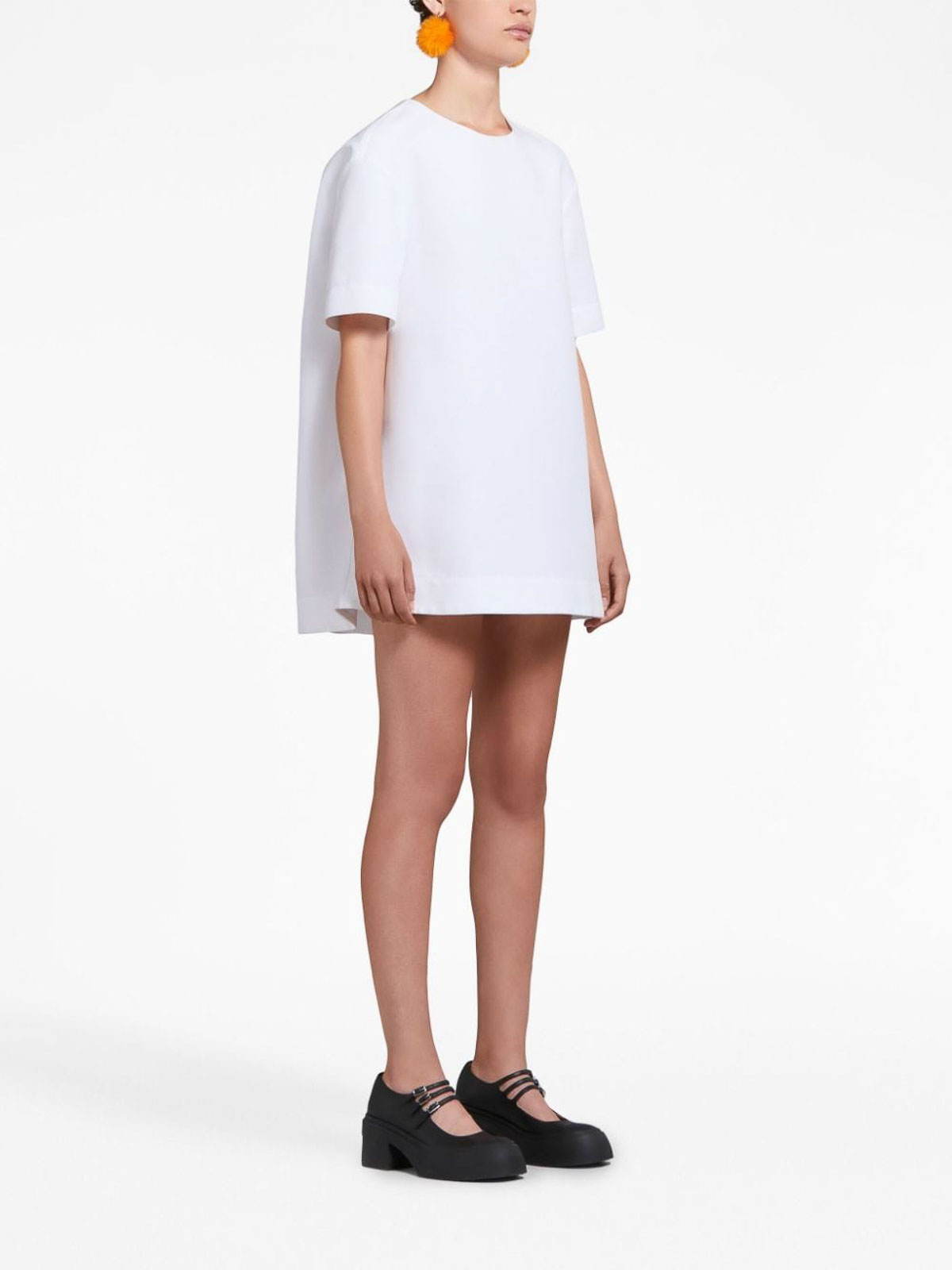 Shop Marni Short-sleeve Cotton Mini Dress In White