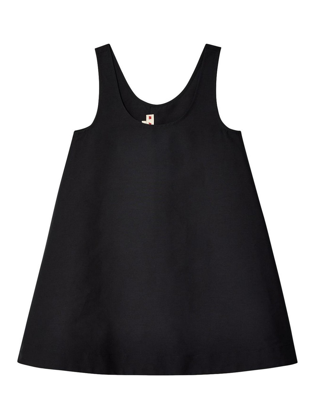 Shop Marni Sleeveless Cotton Mini Dress In Black