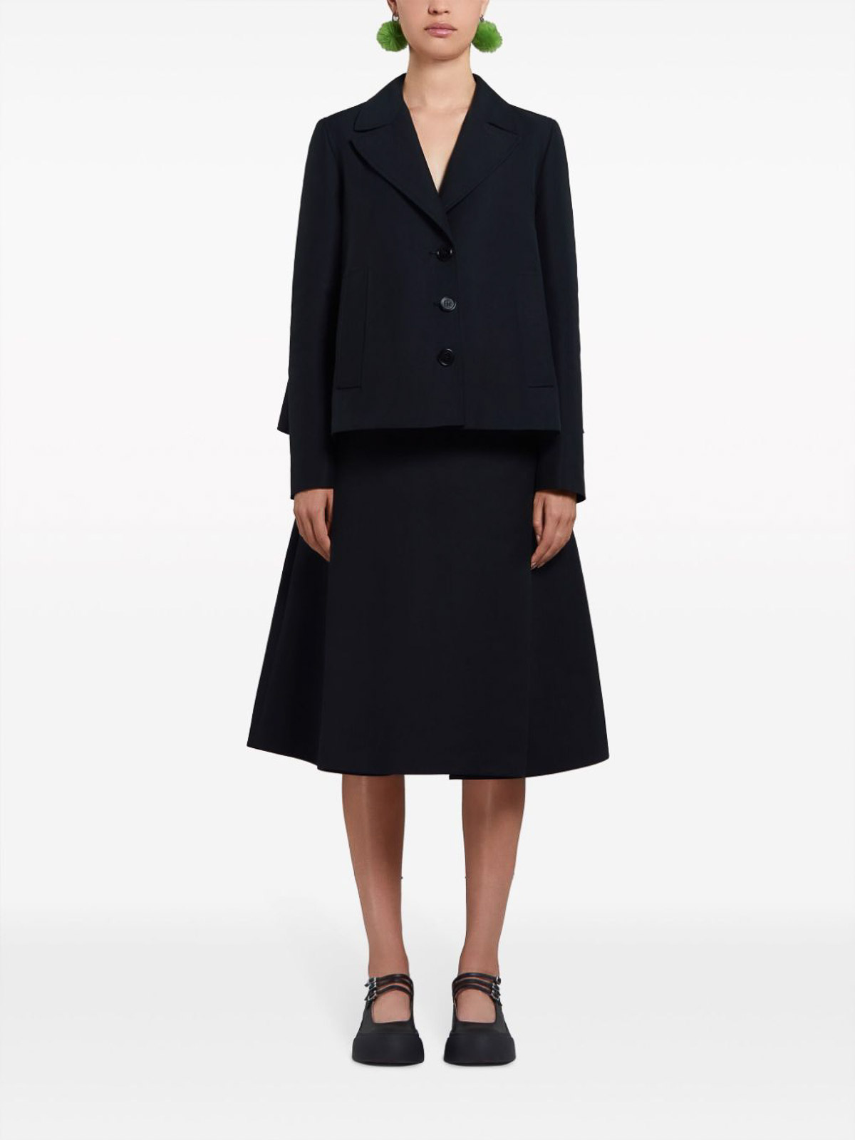 Shop Marni A-line Cotton Midi Skirt In Black