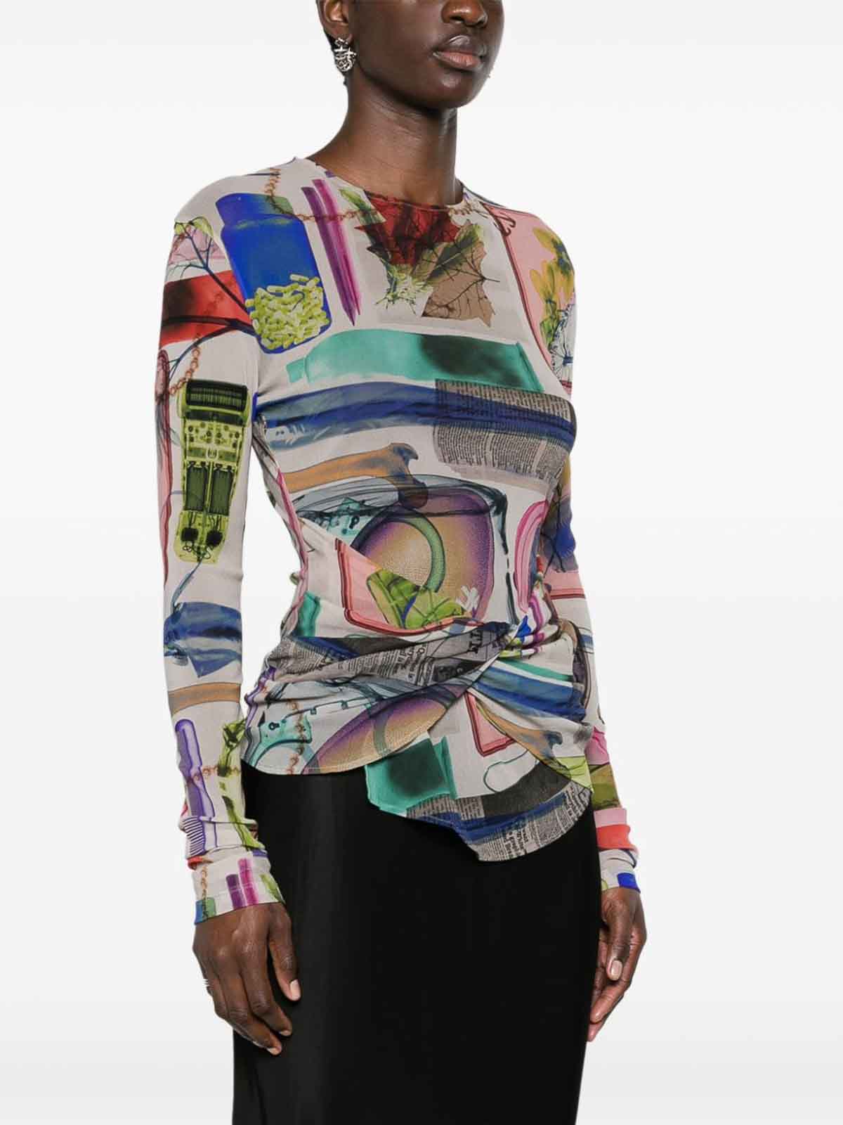 Shop Off-white X-ray Graphic-print Tulle Top In Multicolour