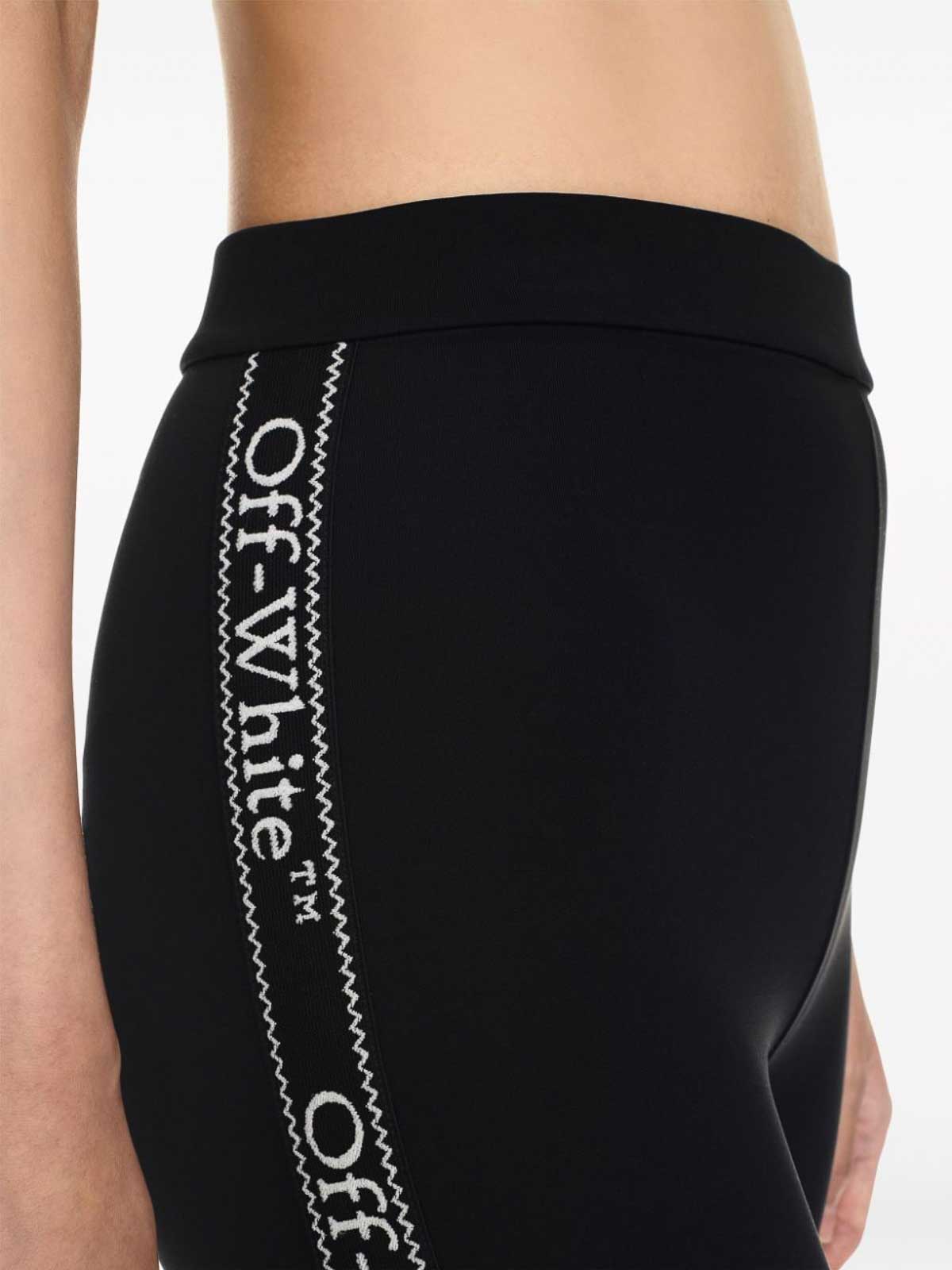 Shop Off-white Logo-tape High-waist Leggings In Black