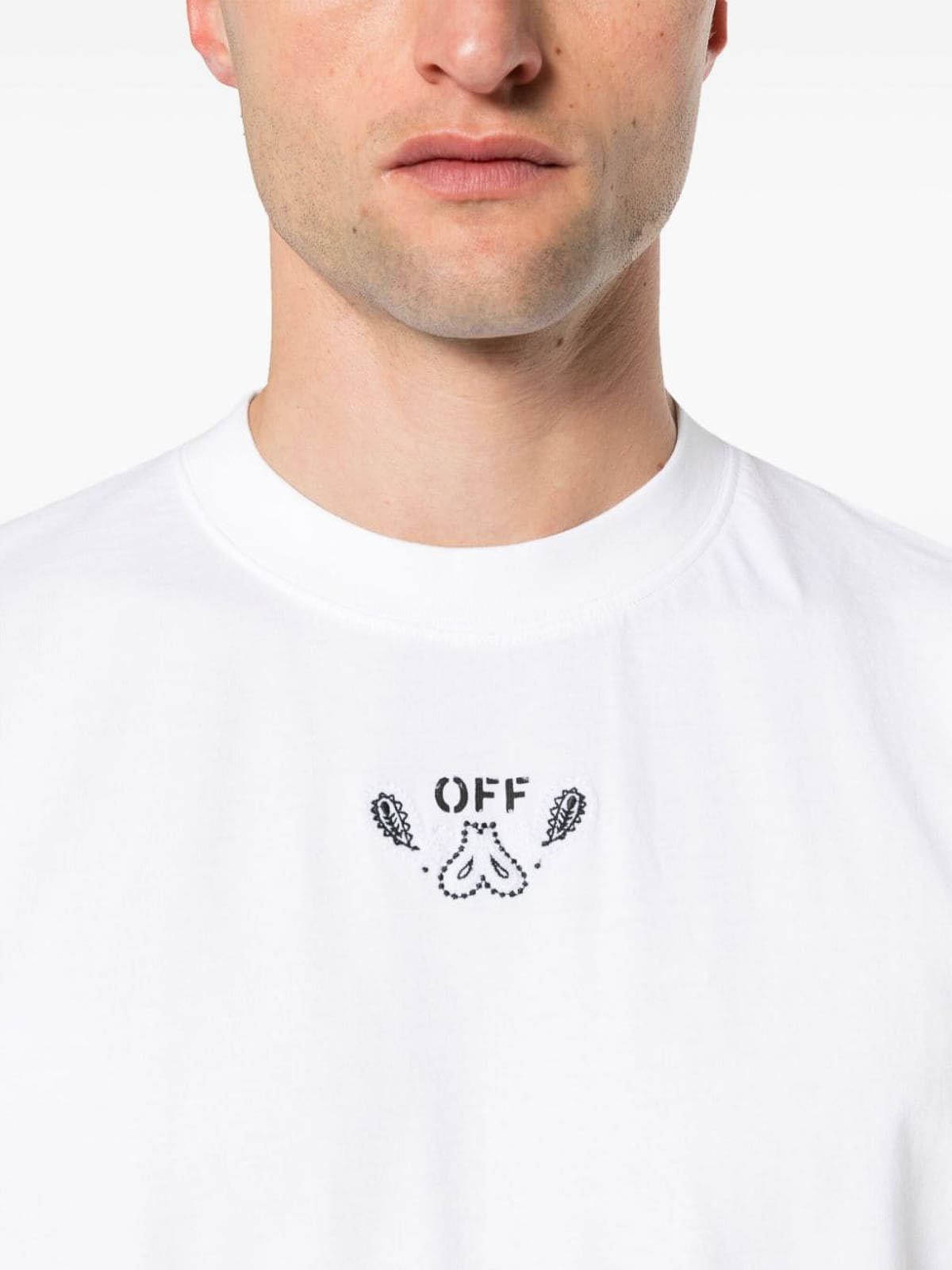 Shop Off-white Bandana Arrow Cotton T-shirt In White
