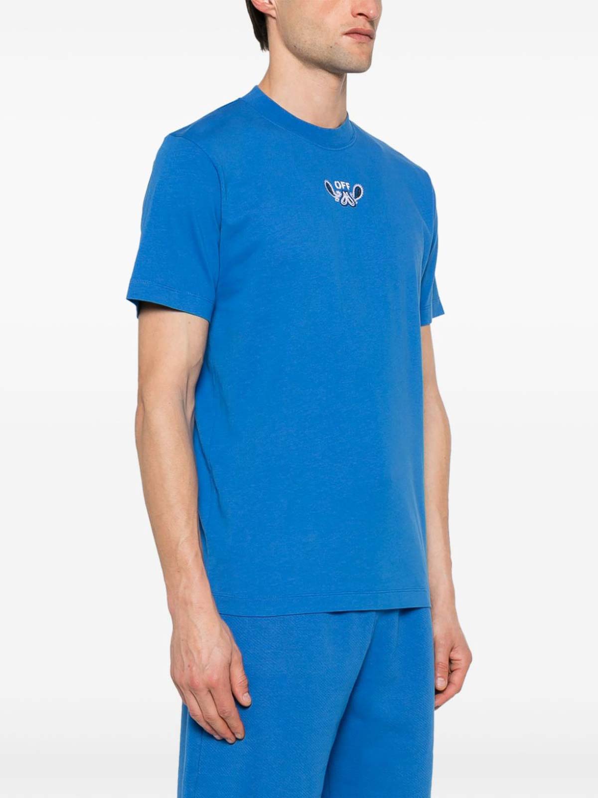 Shop Off-white Bandana Arrow Cotton T-shirt In Blue