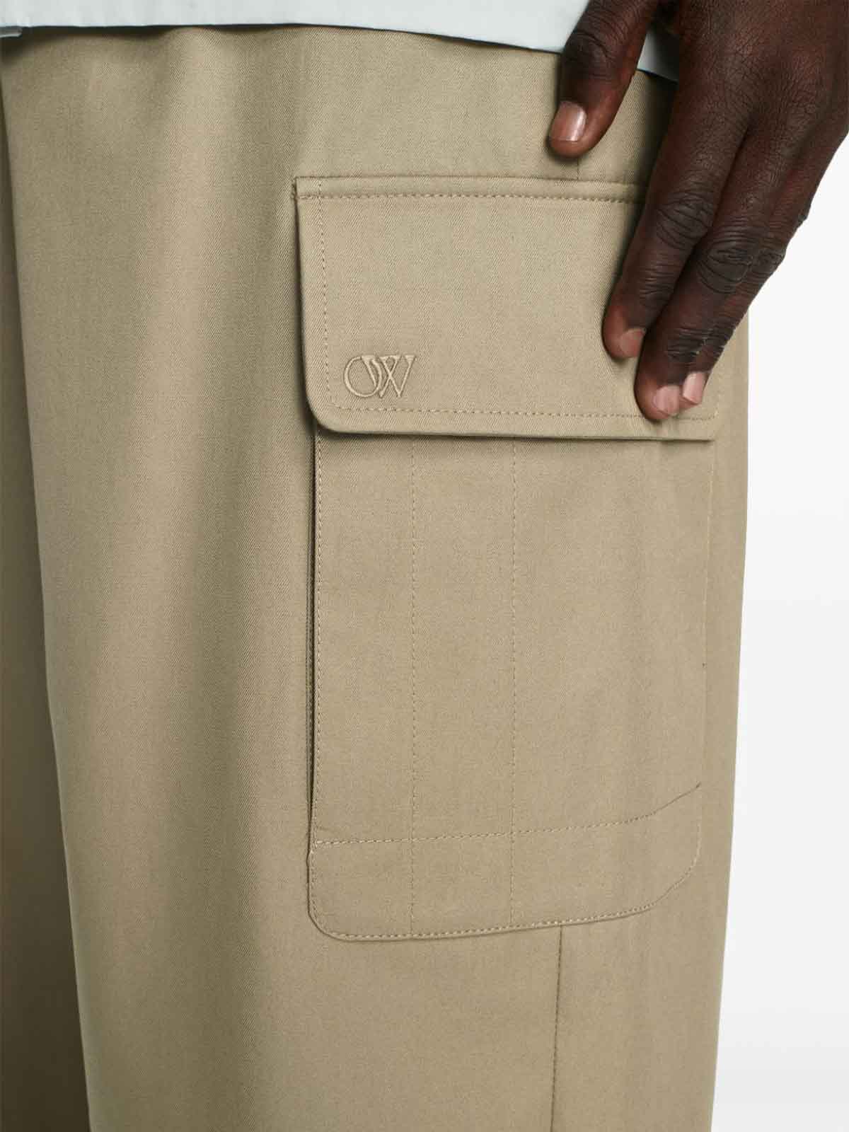 Shop Off-white Wide-leg Cargo Trousers In Beige