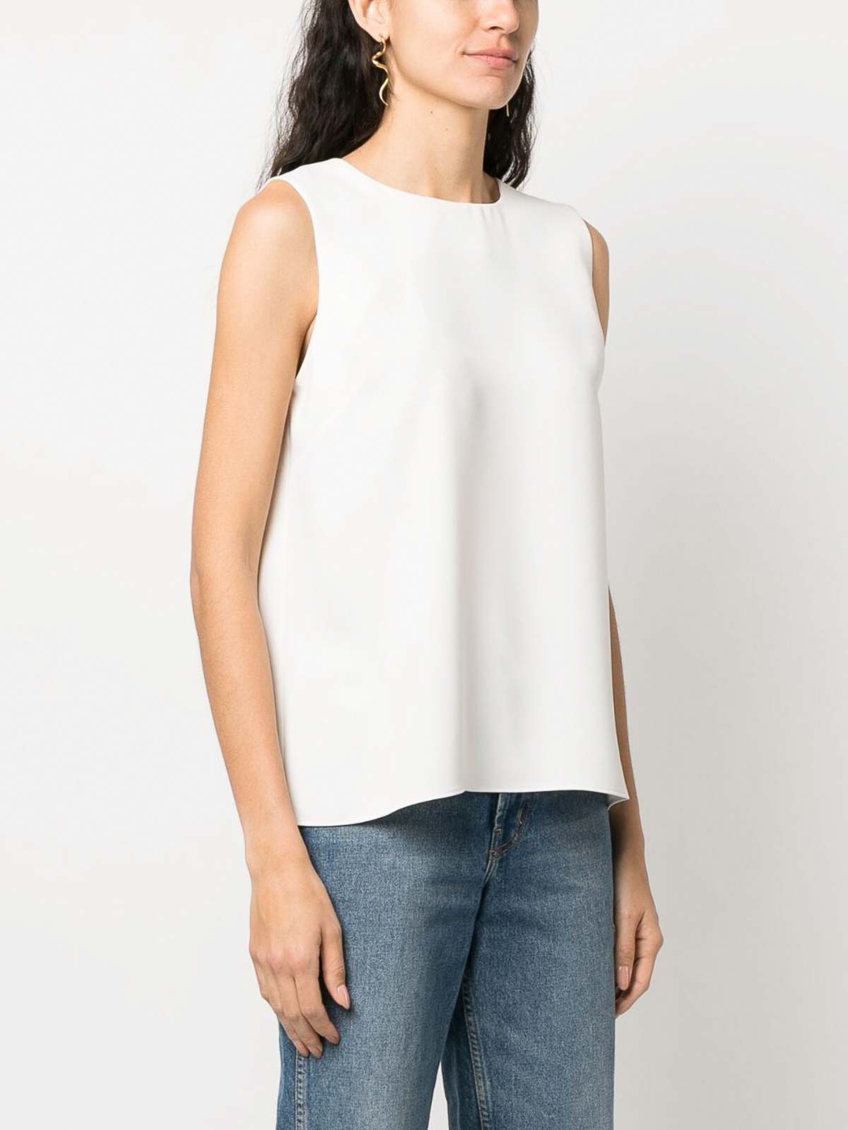 Shop P.a.r.o.s.h Keyhole-detail Sleeveless Blouse In White