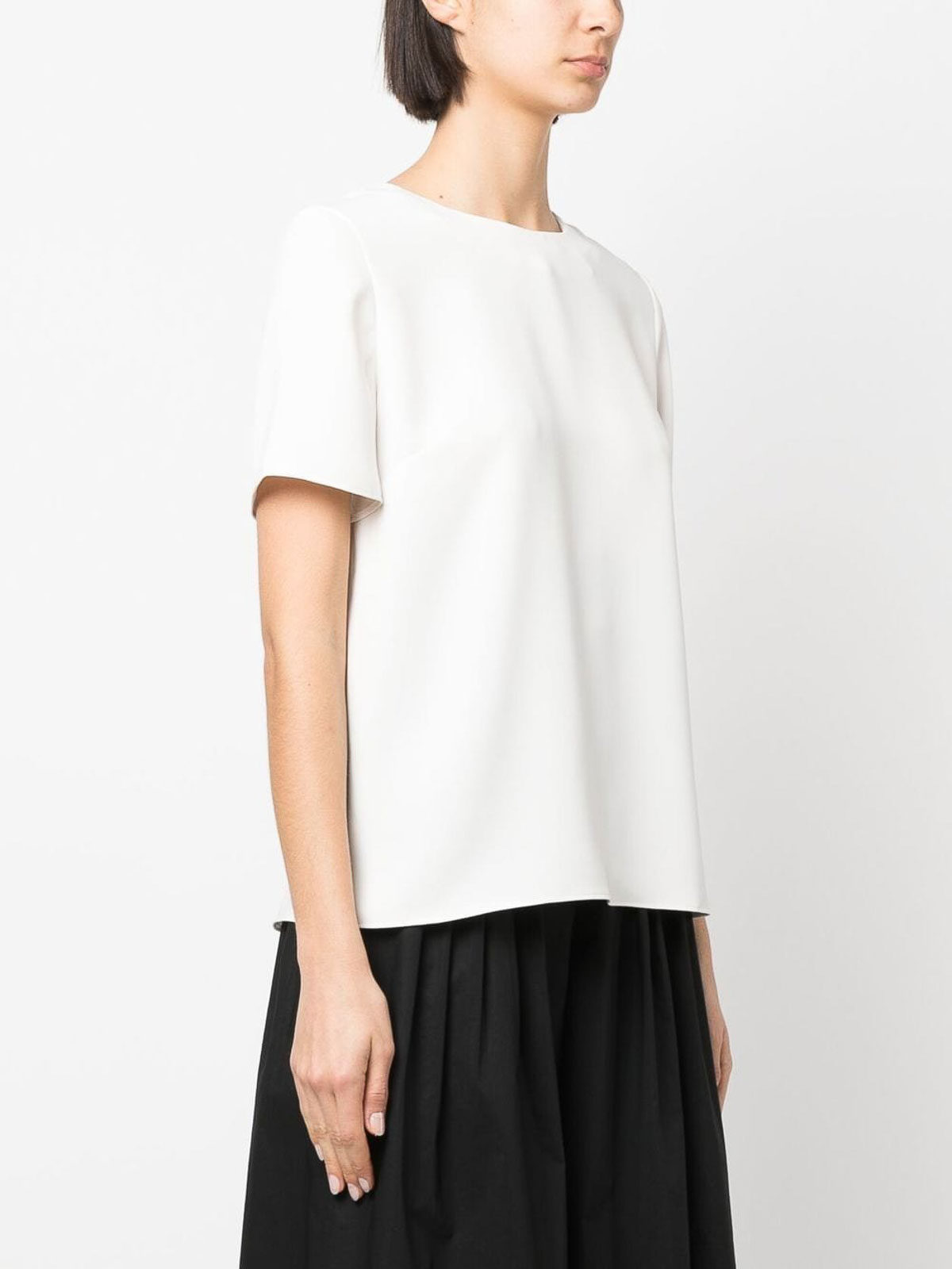 Shop P.a.r.o.s.h Keyhole-detail Short-sleeve Blouse In White
