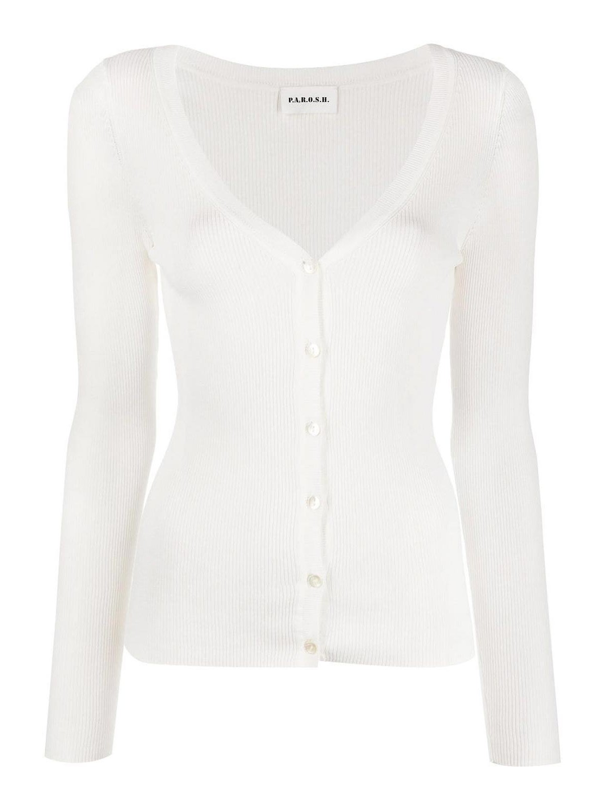 Shop P.a.r.o.s.h V-neck Knitted Cardigan In White