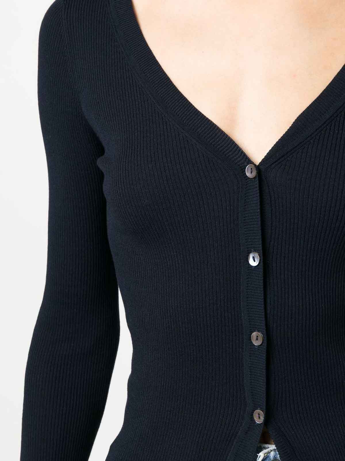 Shop P.a.r.o.s.h Ribbed-knit V-neck Cardigan In Blue