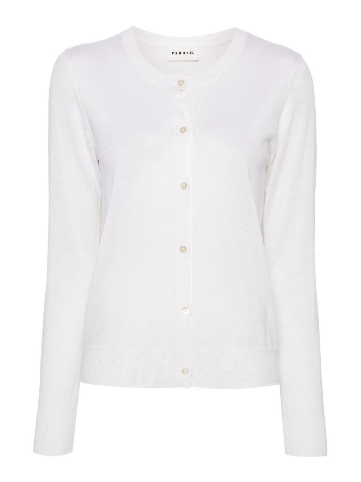 Shop P.a.r.o.s.h Linfa Fine-knit Cardigan In White