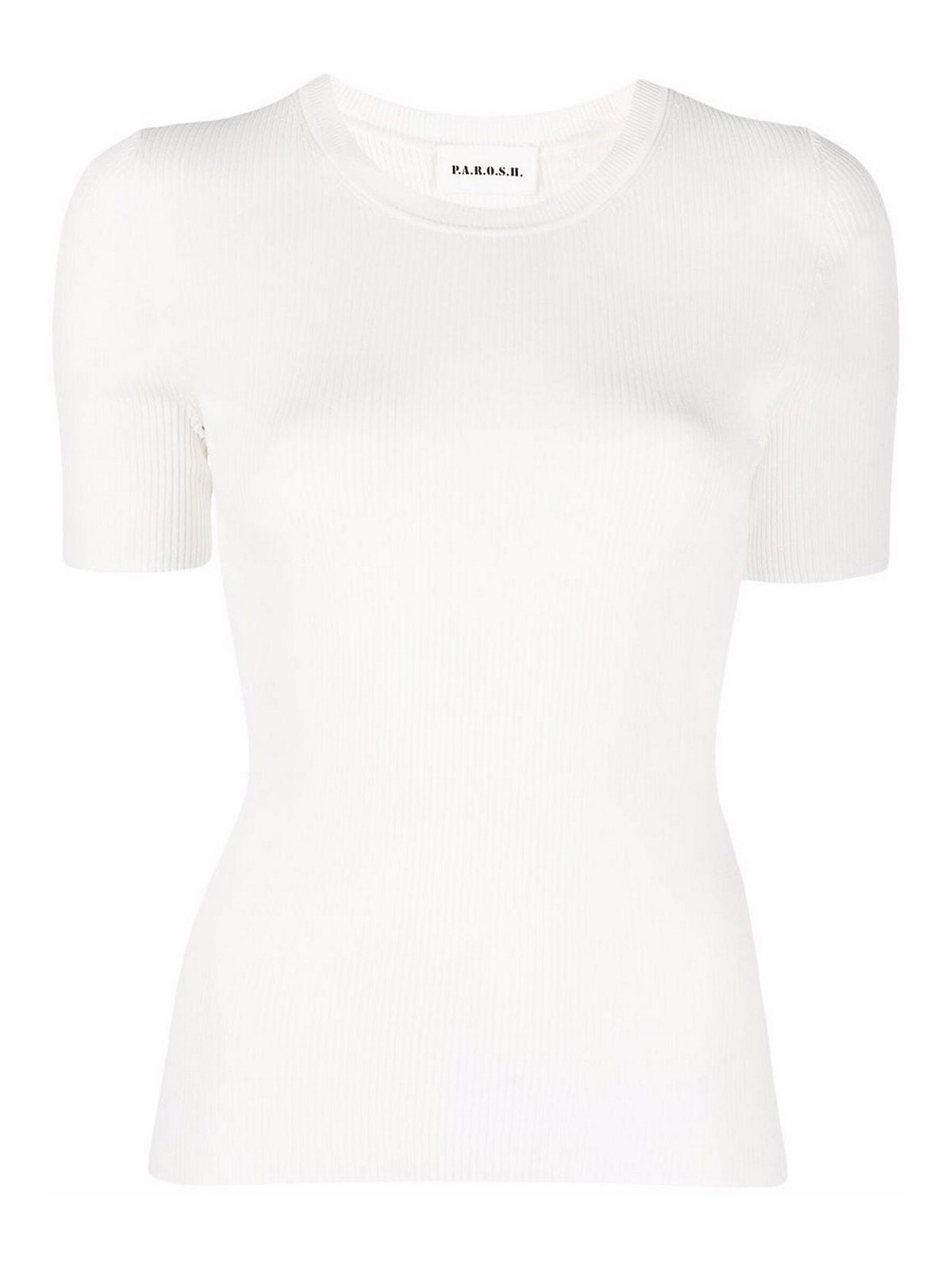 Shop P.a.r.o.s.h Round Neck T-shirt In White