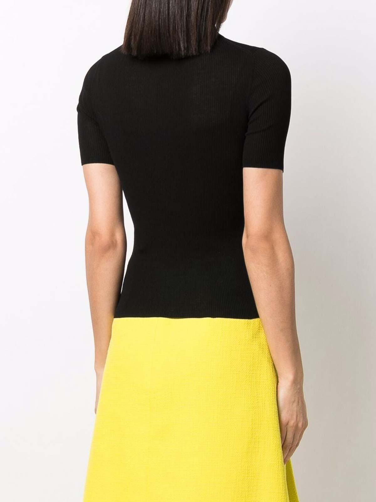 Shop P.a.r.o.s.h Polo-collar Knitted Top In Black
