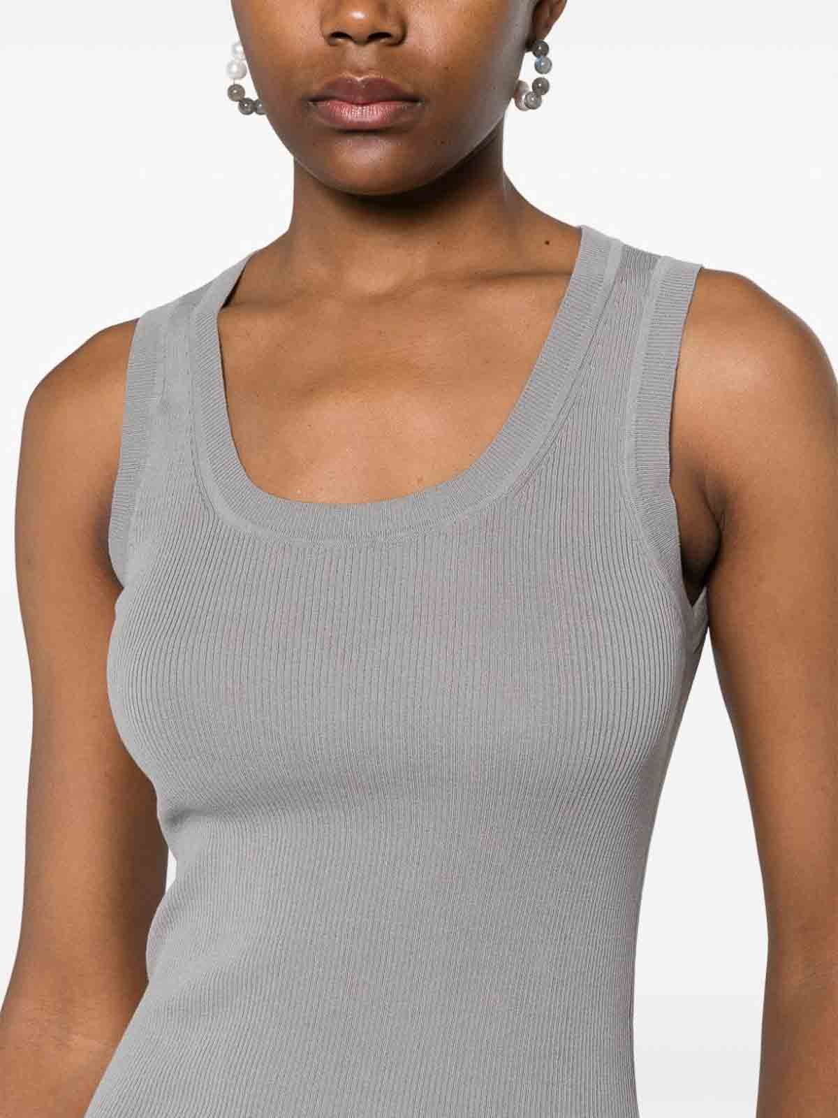 Shop P.a.r.o.s.h Ribbed-knit Tank Top In Grey