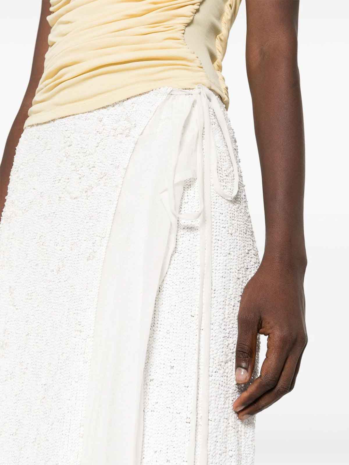 Shop P.a.r.o.s.h Sequined Wrap Midi Skirt In White