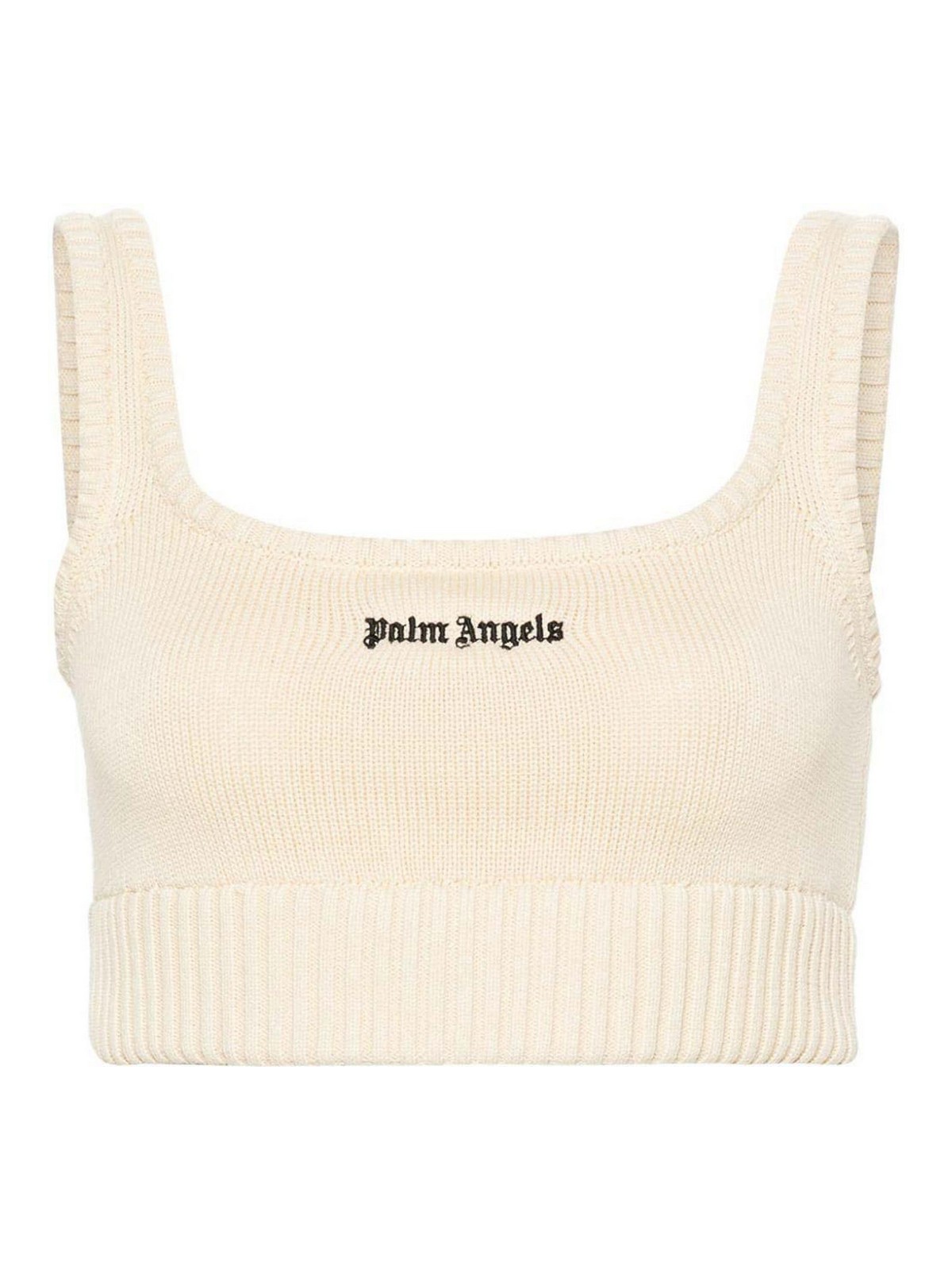 Shop Palm Angels Embroidered-logo Knit Tank Top In Black