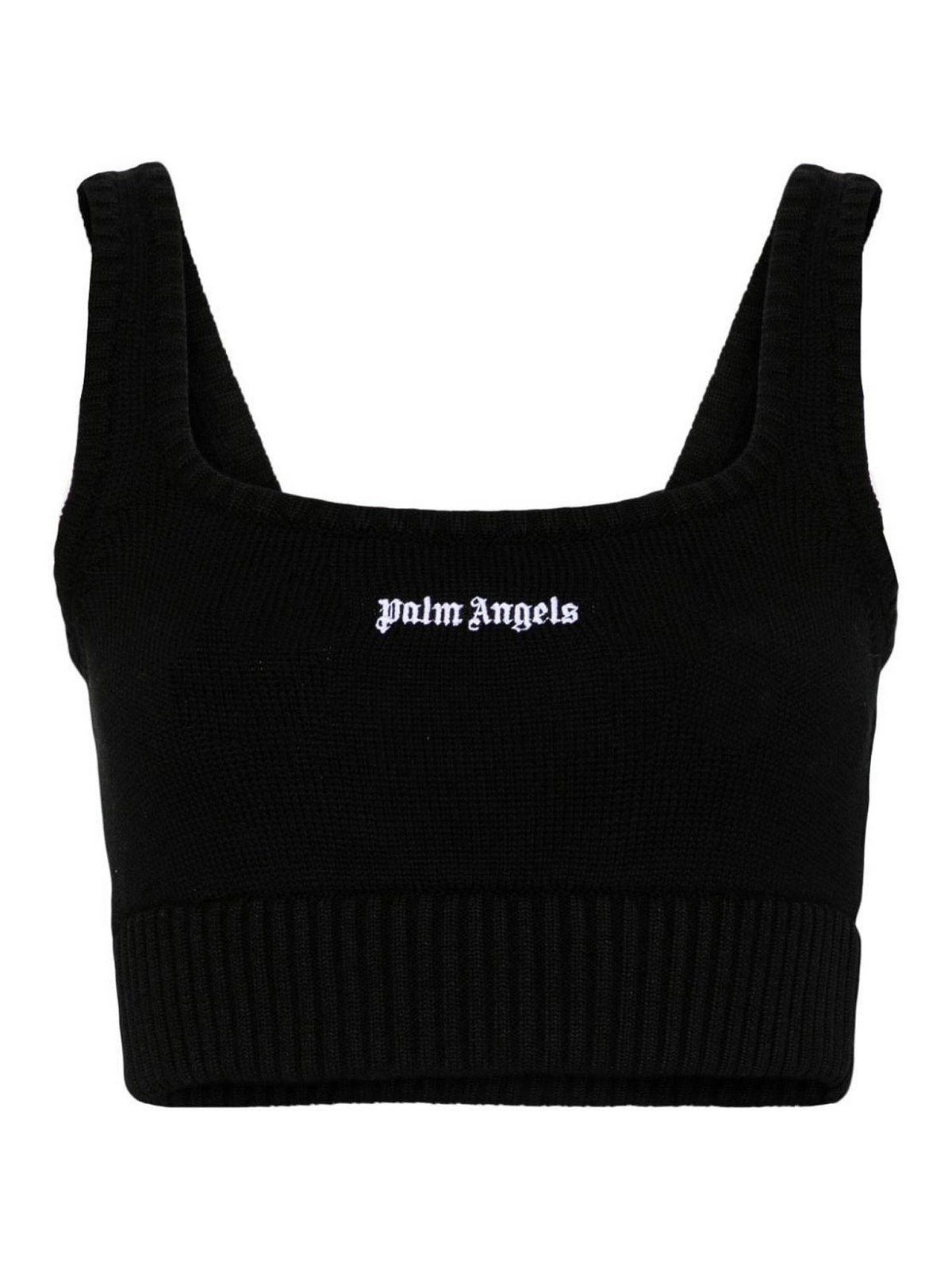 Shop Palm Angels Embroidered-logo Knit Tank Top In Black