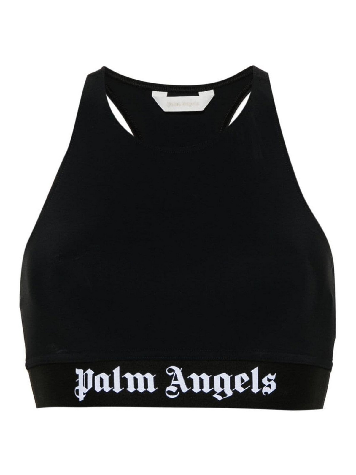 Palm Angels Logo-tape Crop Top In Black