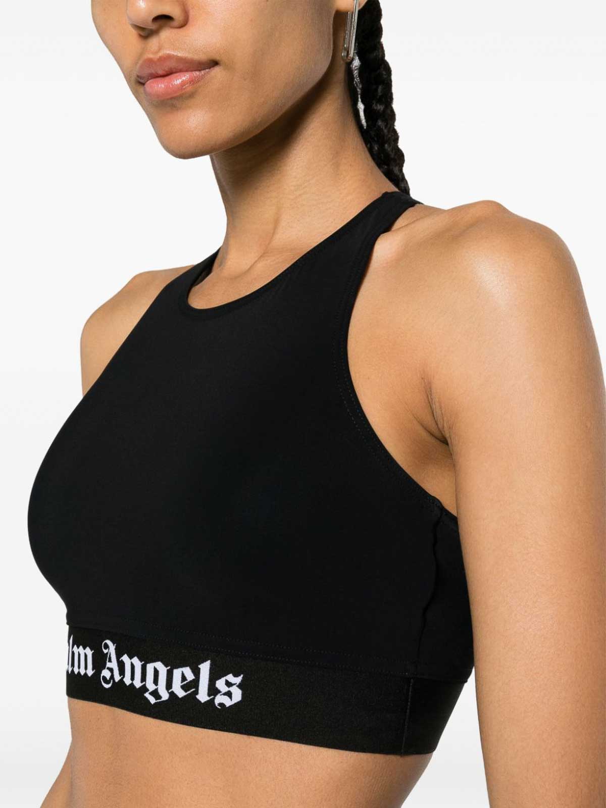Logo jersey sports bra in black - Palm Angels