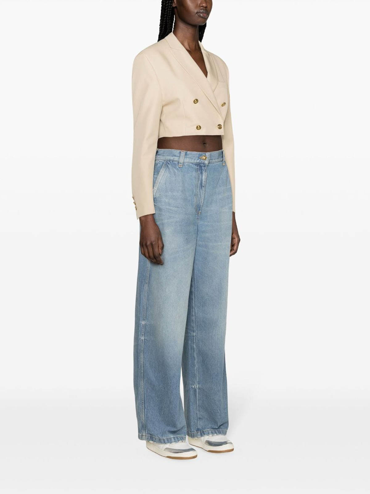 Shop Palm Angels High-rise Wide-leg Jeans In Blue