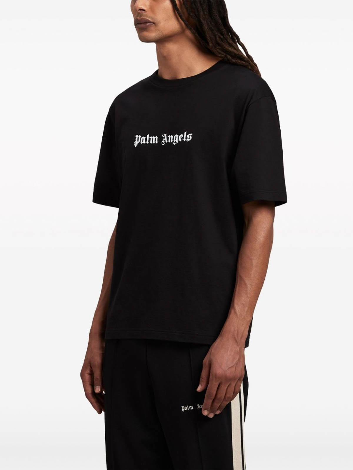 Shop Palm Angels Logo-print Cotton T-shirt In Black