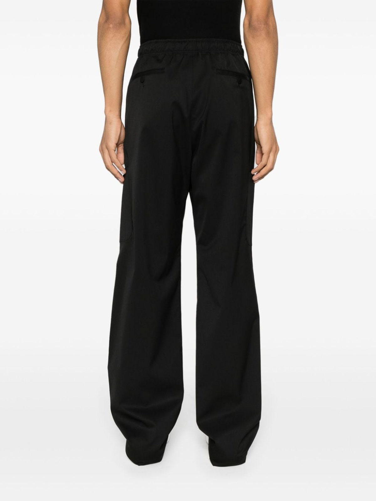 Shop Palm Angels Drawstring-waist Wide-leg Trousers In Black