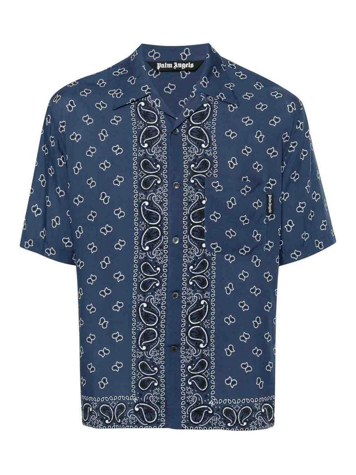 Shop Palm Angels Paisley-print Bowling Shirt In Blue