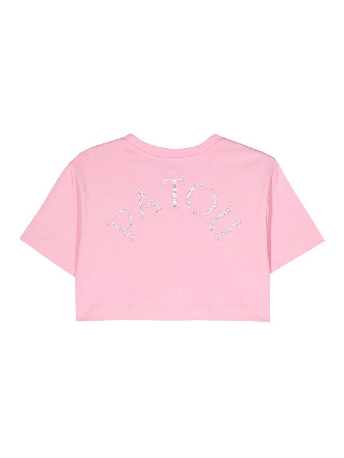 Shop Patou Logo-embellished Cotton Cropped T-shirt In Nude & Neutrals