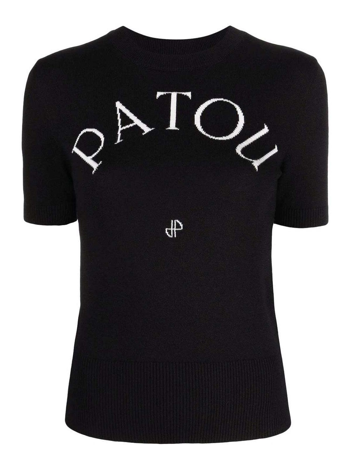 Shop Patou Jacquard Short Sleeves Jumper In Black