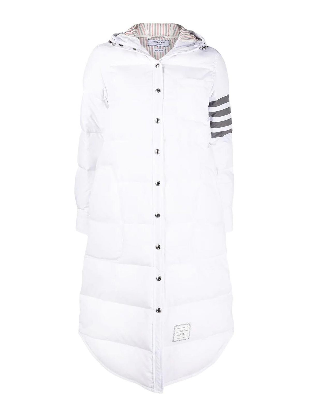 Shop Thom Browne 4-bar Hooded Padded Coat In White