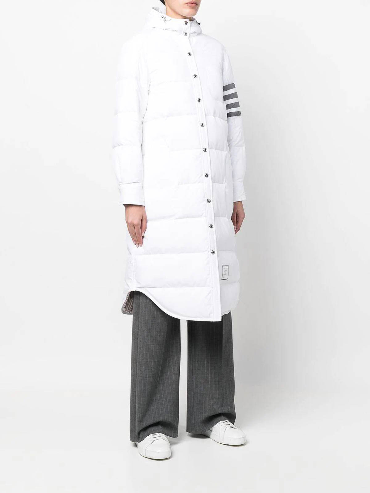 Shop Thom Browne 4-bar Hooded Padded Coat In White