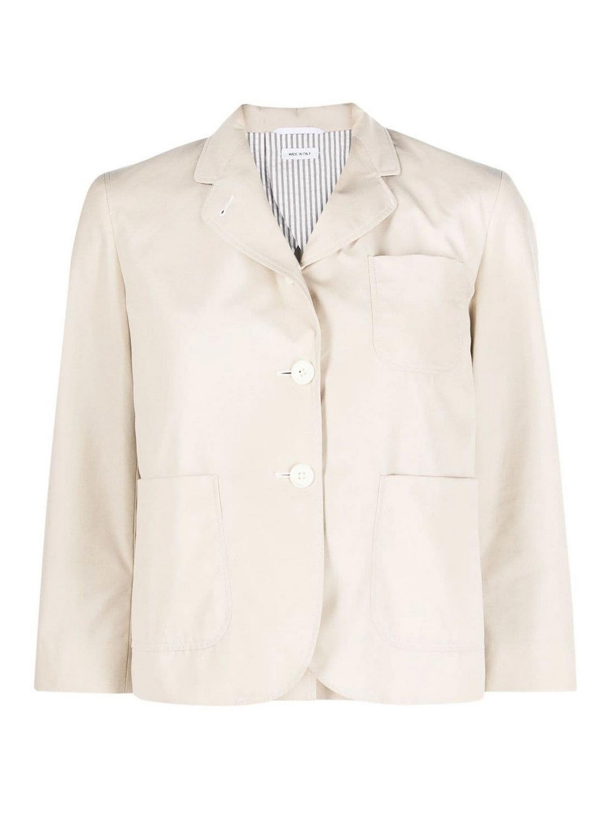 Thom Browne Rounded-collar Single-breasted Blazer In Light Brown