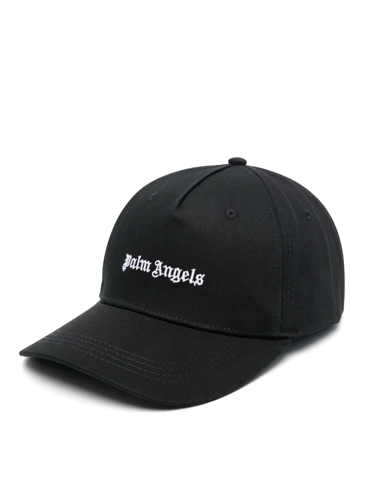 Shop Palm Angels Logo-embroidered Cotton Cap In Black