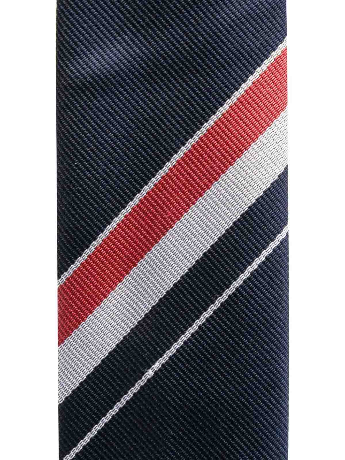 Shop Thom Browne Engineered Stripe Silk Tie In Dark Blue