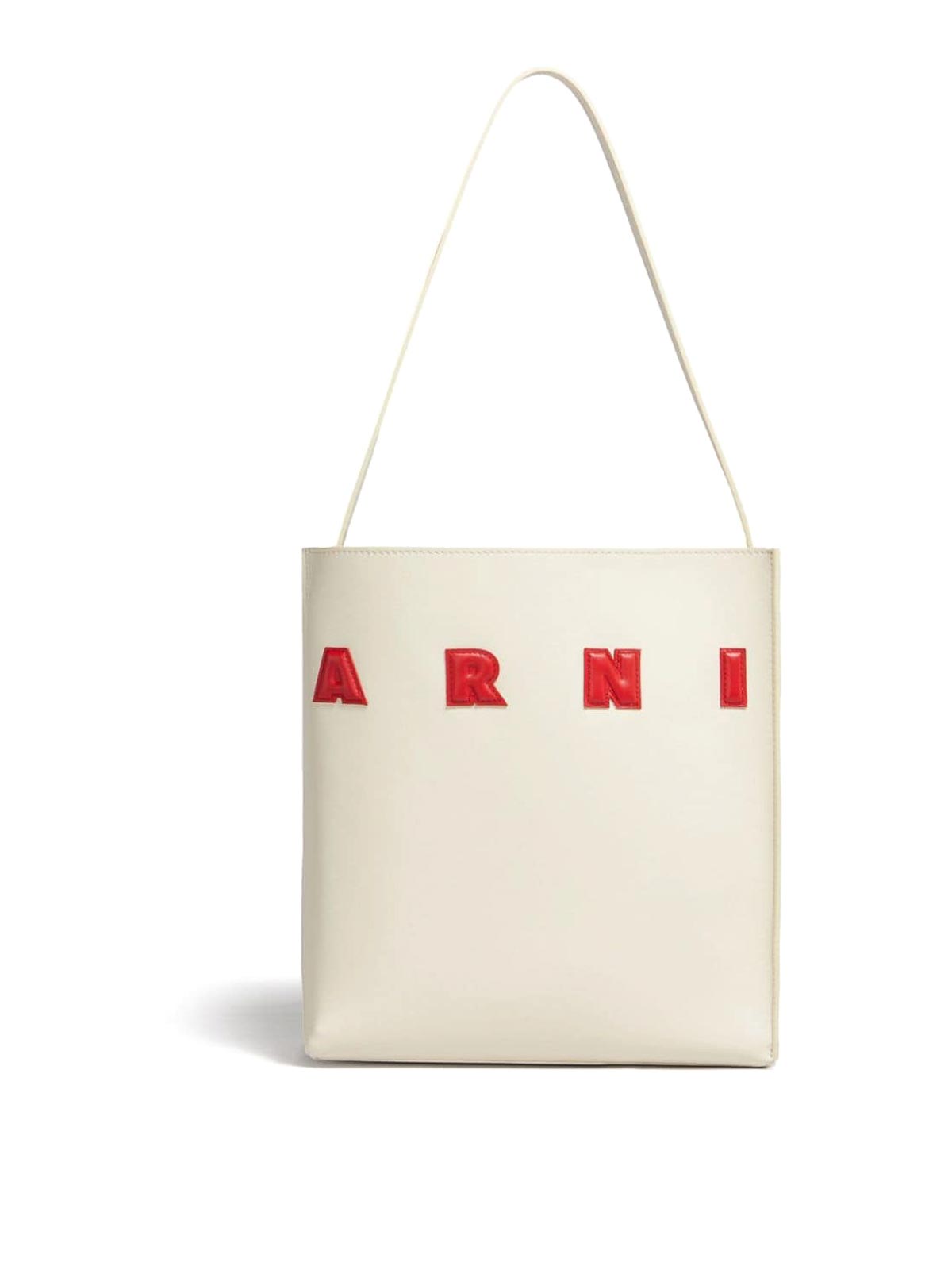 Marni Small Museo Leather Hobo Bag In Cream
