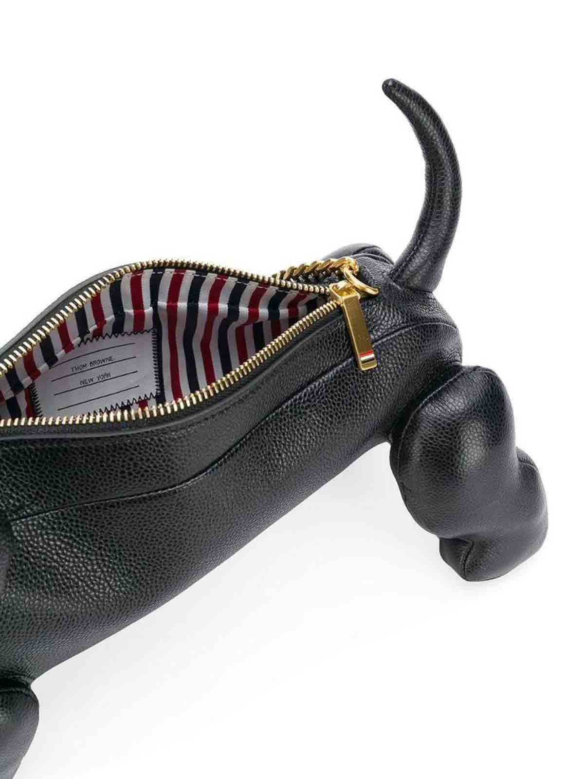 Shop Thom Browne Pebbled Leather Mini Hector Bag In Black