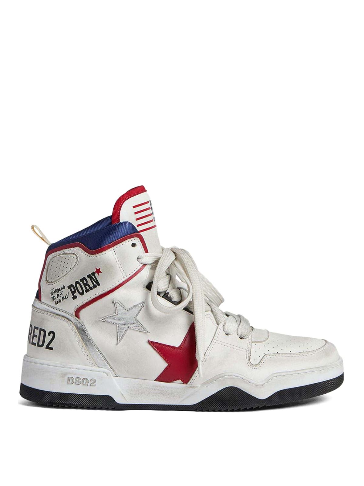 Shop Dsquared2 Logo-print High-top Sneakers In White