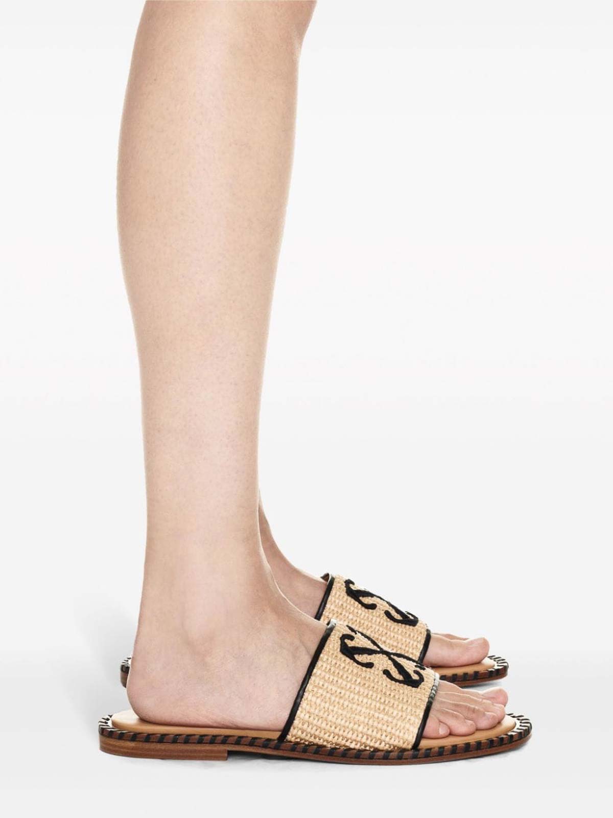 Shop Off-white Twist Arrow Rafia Sandals In Beige