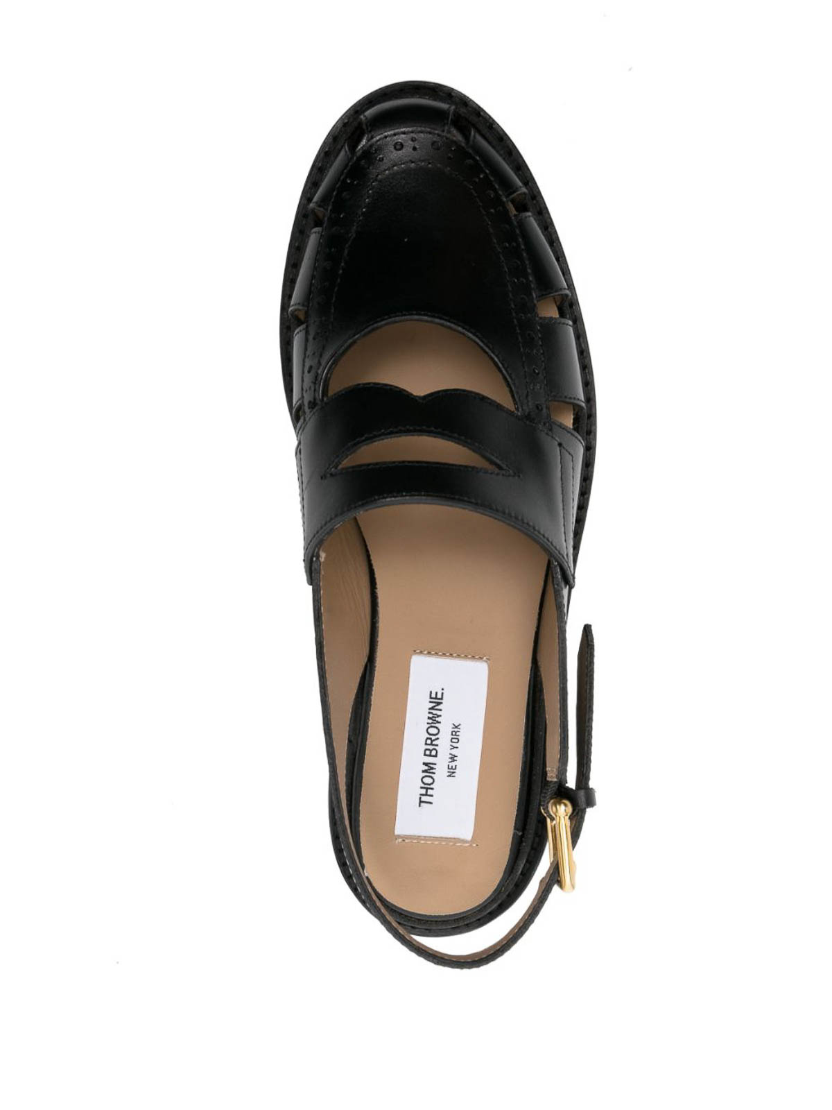 Shop Thom Browne Cut-out Slingback Sandals In Black