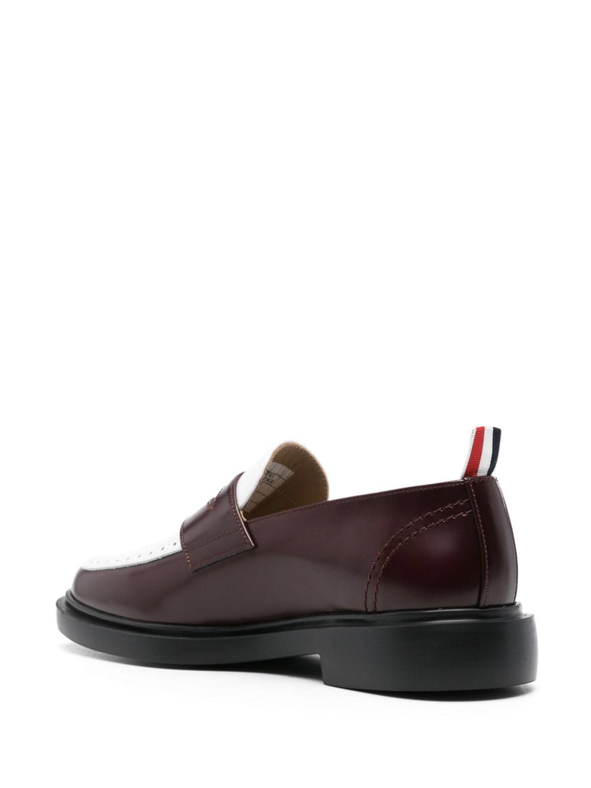 Shop Thom Browne Panelled Leather Loafers In Red