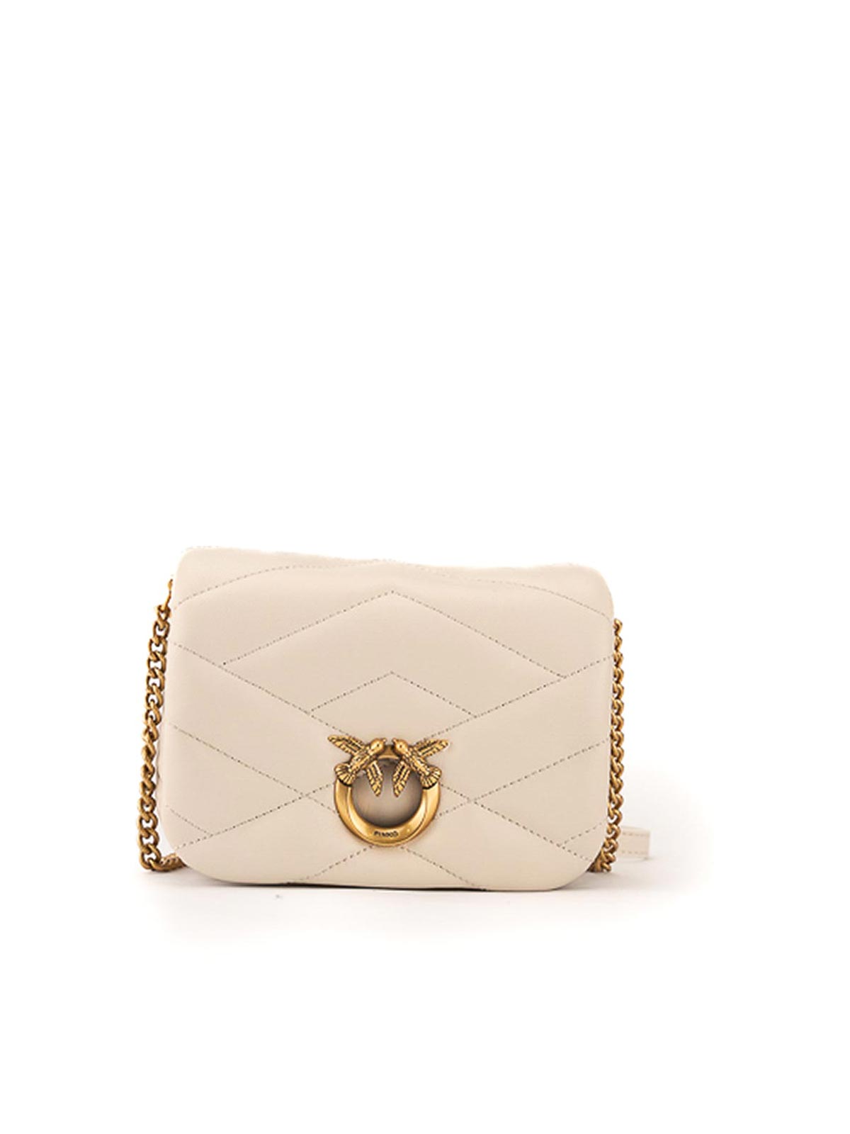 Pinko Baby Love Click Puff Bag In Quilted Nappa In White