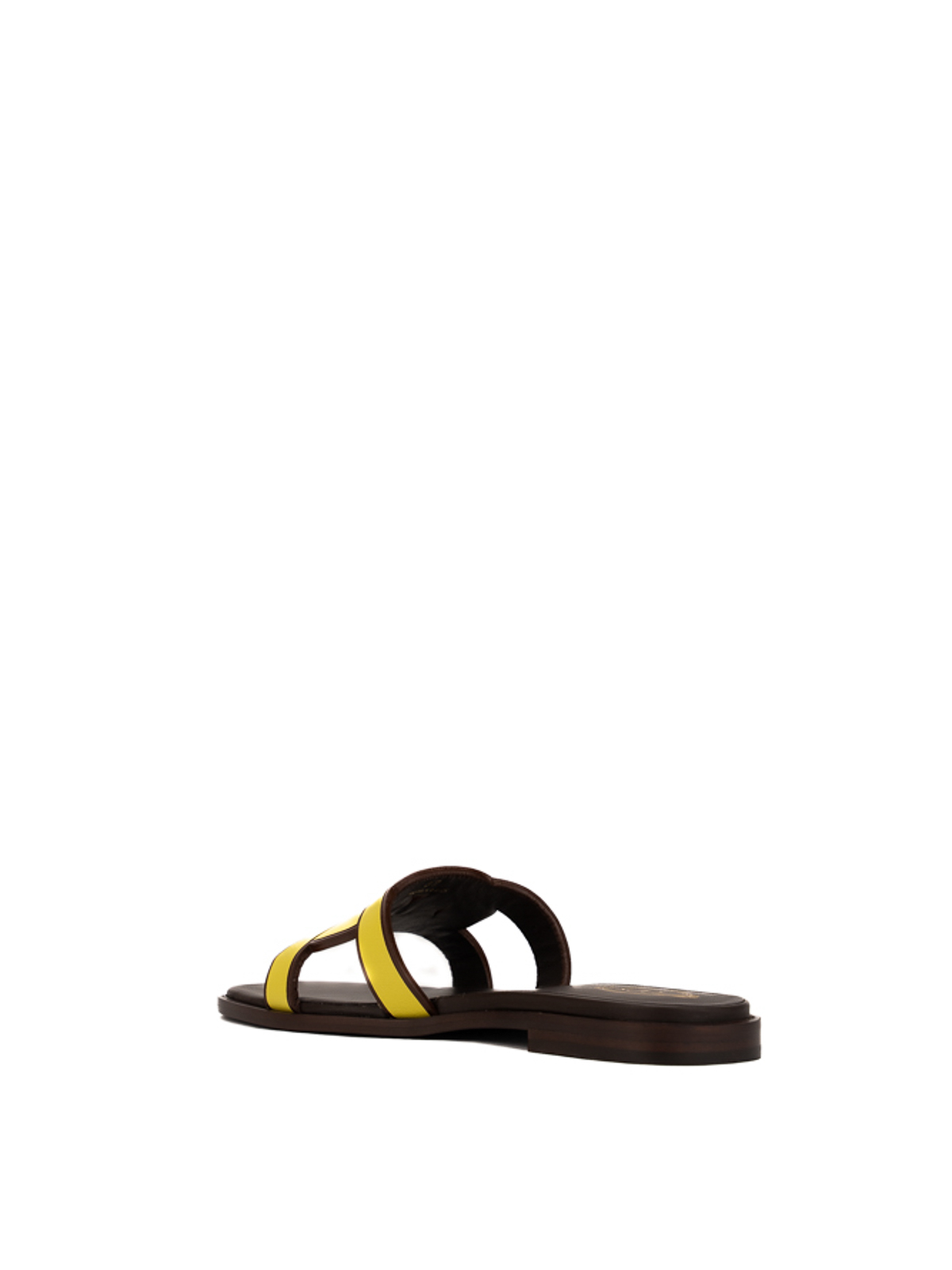 Shop Tod's Leather Sandals With Yellow Logo In Nude & Neutrals
