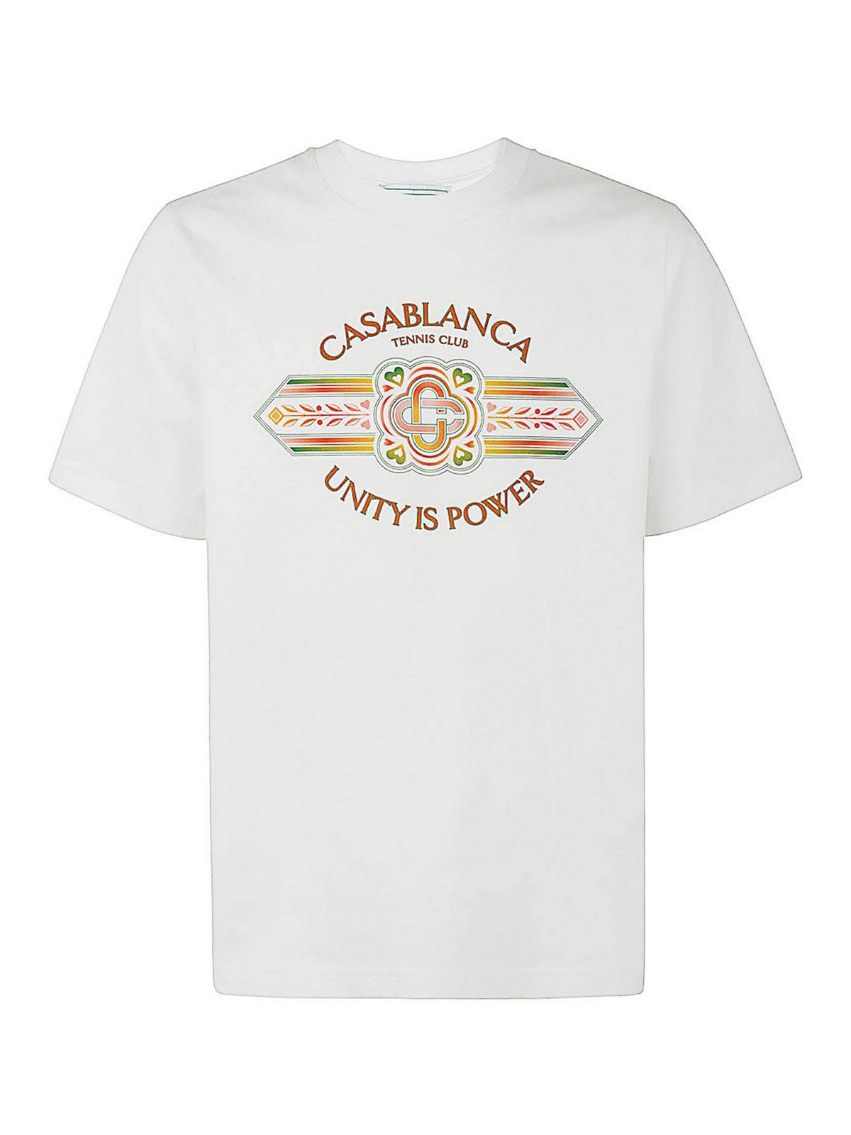 Shop Casablanca Unity Is Power Printed T-shirt In White