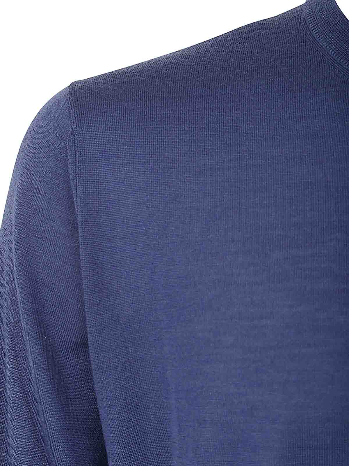 Shop Filippo De Laurentiis Long Sleeves Crew Neck In Blue